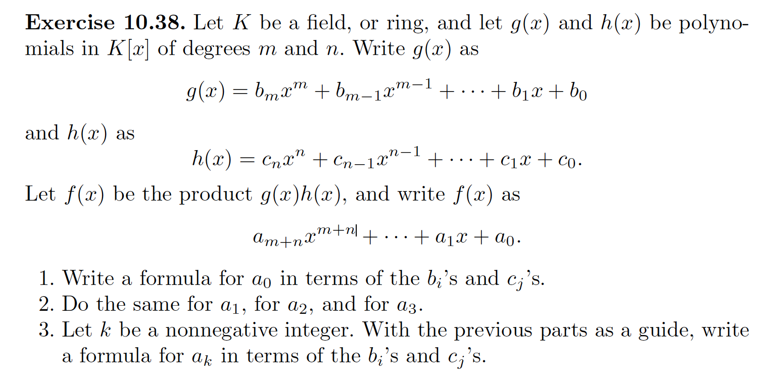 Solved Exercise 10 38 Let K Be A Field Or Ring And Let Chegg Com