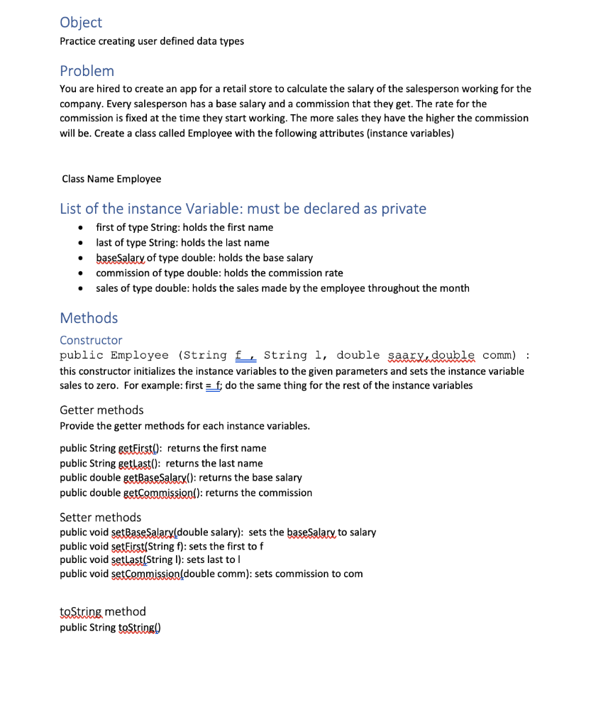 Solved Object Practice creating user defined data types | Chegg.com