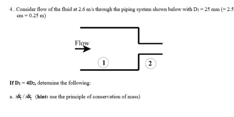 Solved 4. Consider flow of the fluid at 2.6 m/s through the | Chegg.com