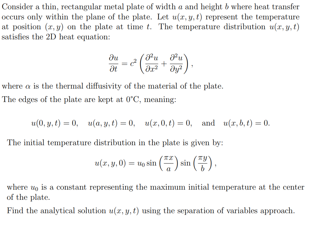 Solved Consider a thin, rectangular metal plate of ﻿width a | Chegg.com
