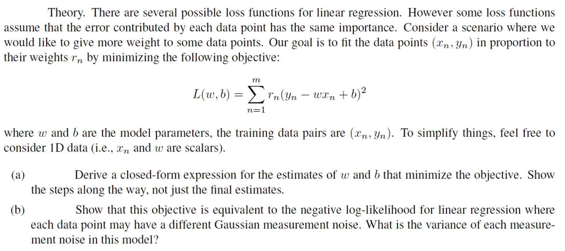 Solved Theory. There Are Several Possible Loss Functions For | Chegg.com