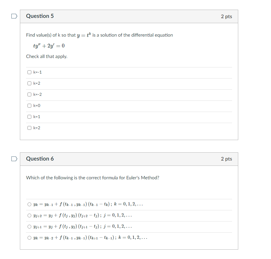 Solved Question 5 2 Pts Find Values Of K So That Yth Is A 3253