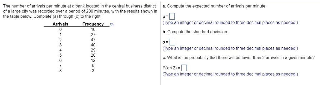 Solved The Number Of Arrivals Per Minute At A Bank Located 