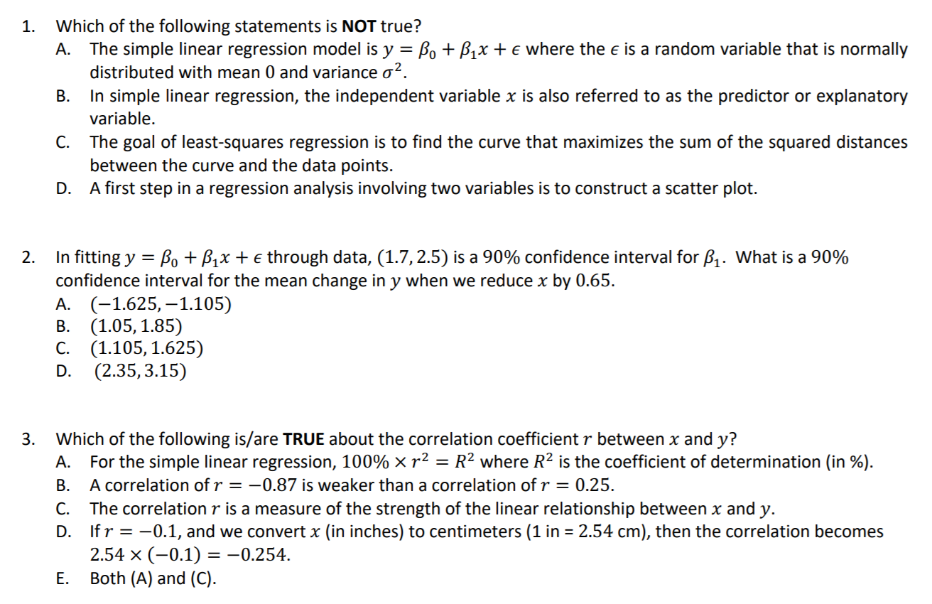 Solved In regression analysis, which of the following is NOT