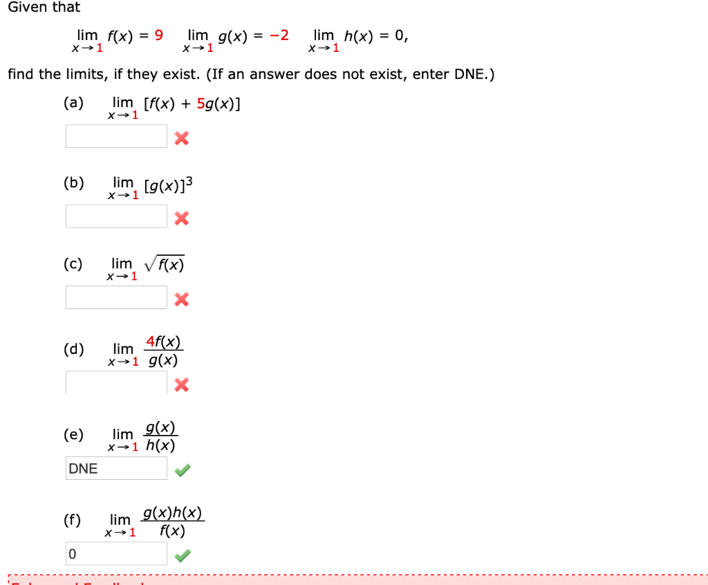 Solved Given That Lim F X 9 Lim G X 2 Lim H X 0 Chegg Com