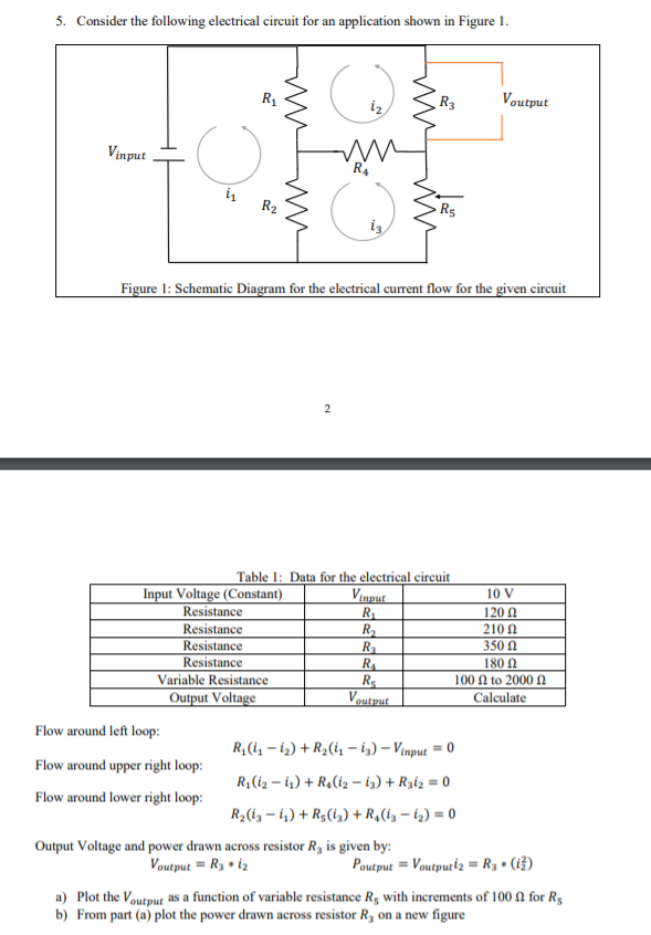 Solved 5. Consider the following electrical circuit for an | Chegg.com
