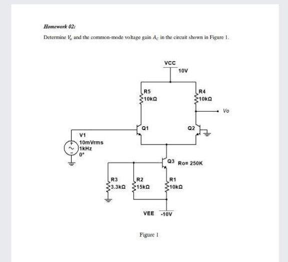 Solved Homework 02: Determine V, and the common-mode voltage | Chegg.com