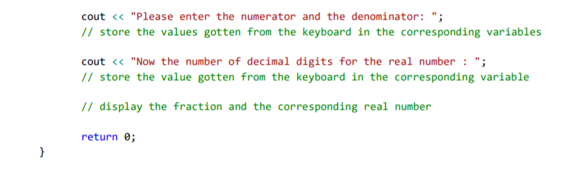 Solved 1) Write a function that receives the numerator and | Chegg.com