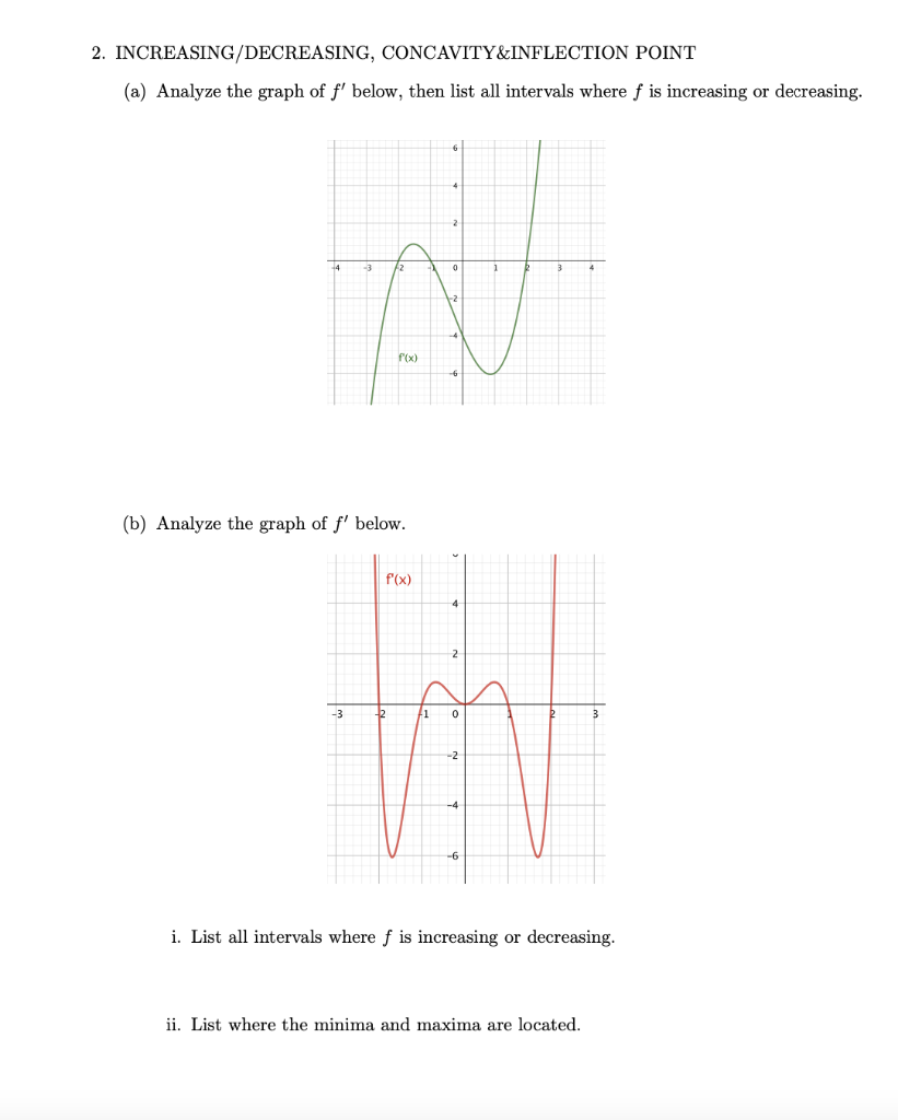 Solved 2. INCREASING/DECREASING, CONCAVITY&INFLECTION POINT | Chegg.com