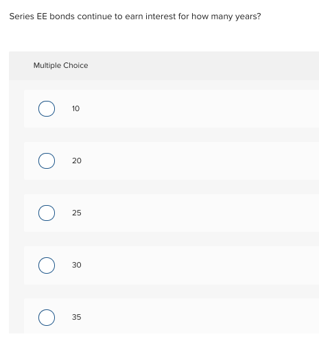 Solved Series EE bonds continue to earn interest for how | Chegg.com