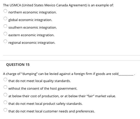 Solved The Usmca United States Mexico Canada Agreement Is