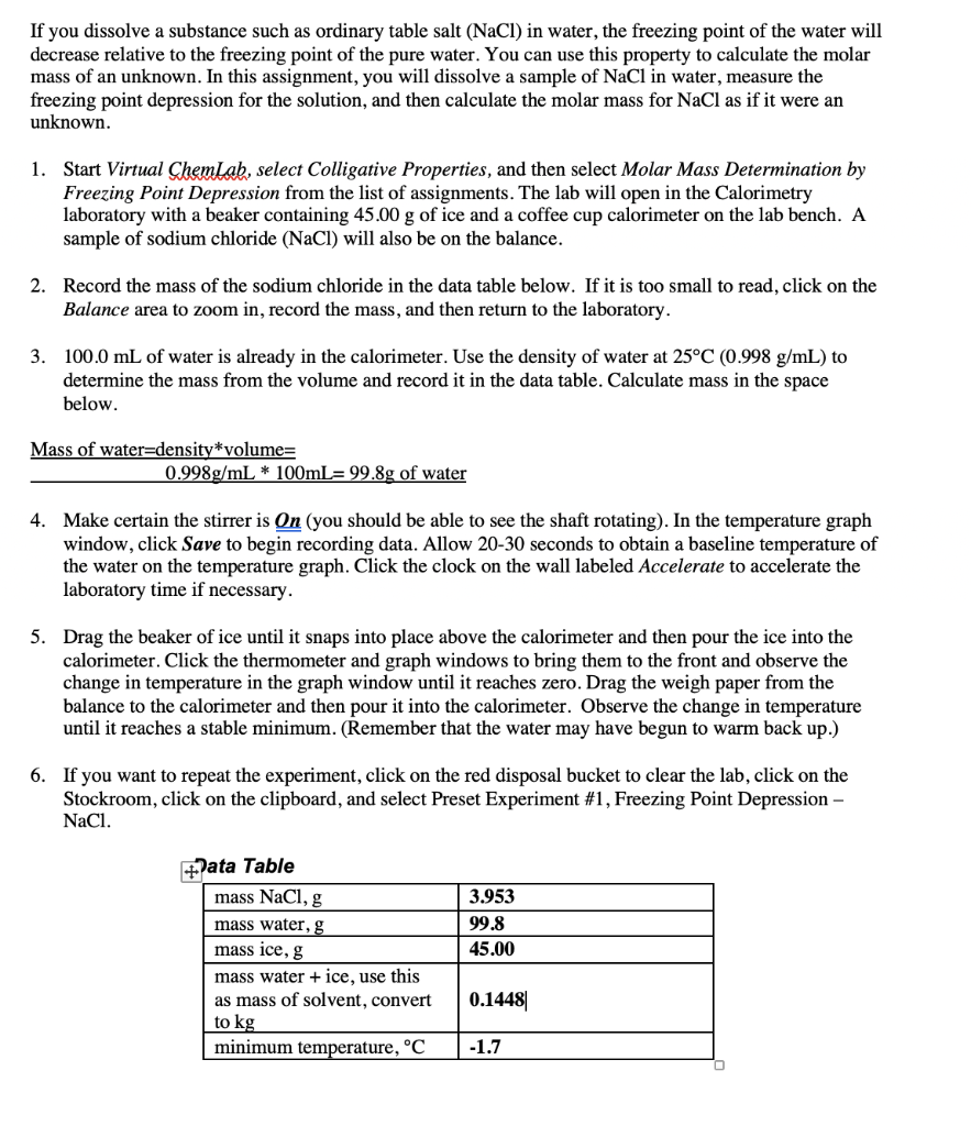 Solved If you dissolve a substance such as ordinary table