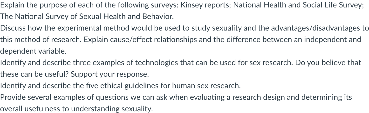 Solved Explain the purpose of each of the following surveys