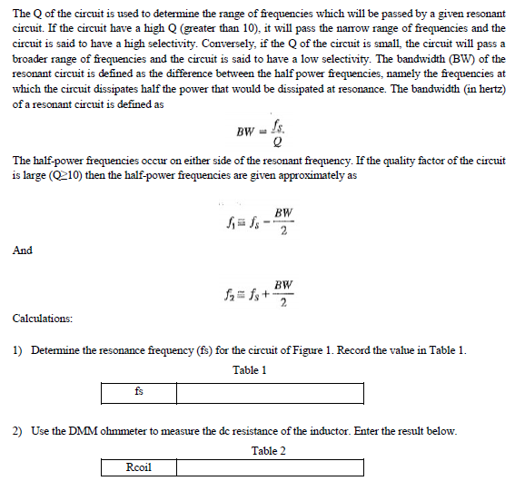 Solved At the resonant frequency, the current and power) in