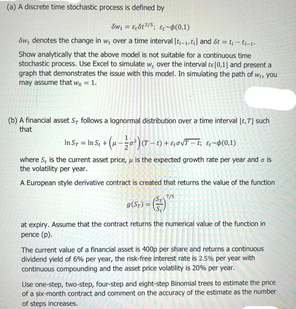 (a) A Discrete Time Stochastic Process Is Defined By | Chegg.com