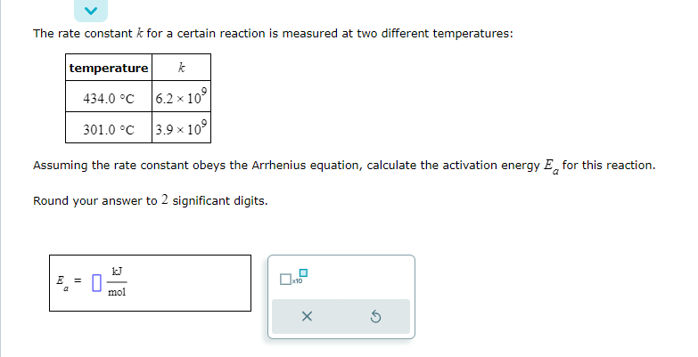 The rate constant k for a certain reaction is | Chegg.com