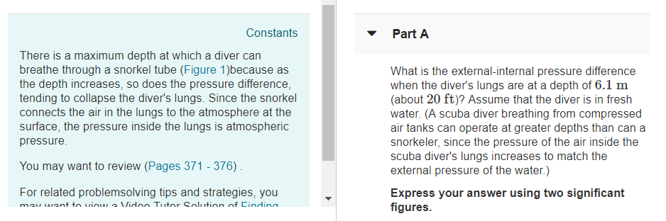 Solved Constants Part A There is a maximum depth at which a | Chegg.com