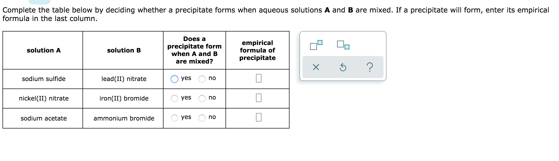 Solved Complete the table below by deciding whether a
