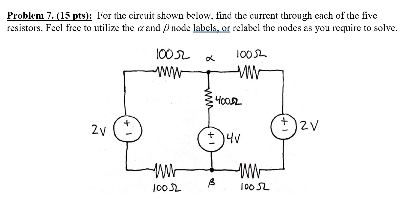 Solved Problem 7. (15 pts): For the circuit shown below, | Chegg.com
