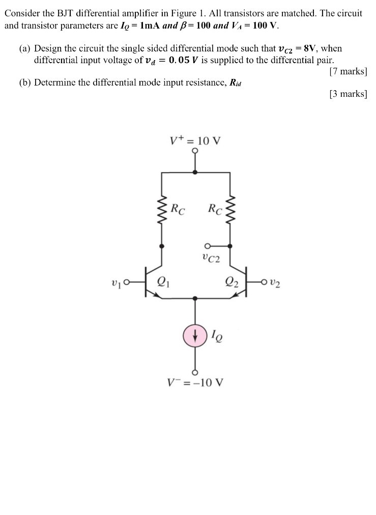 Differential Amplifier Using Bjt Circuit Diagram