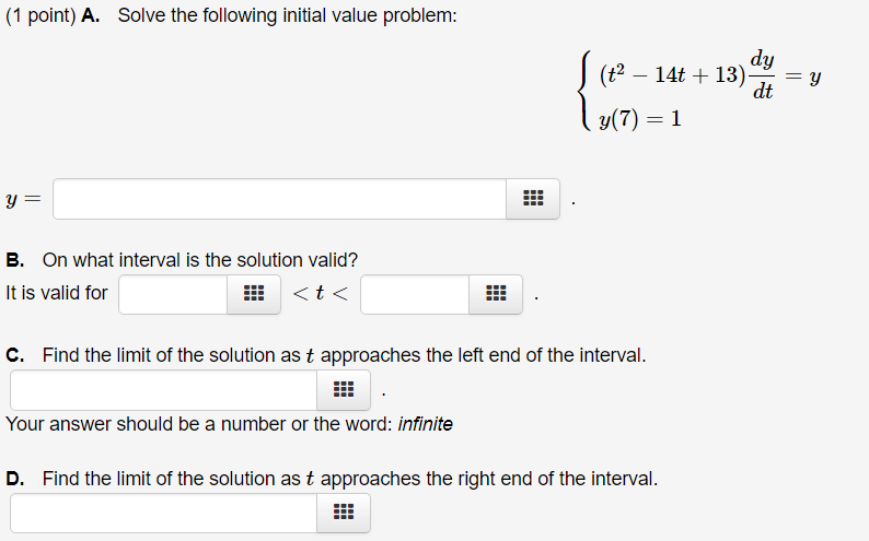 Solved Solve the following initial value problem. On what | Chegg.com