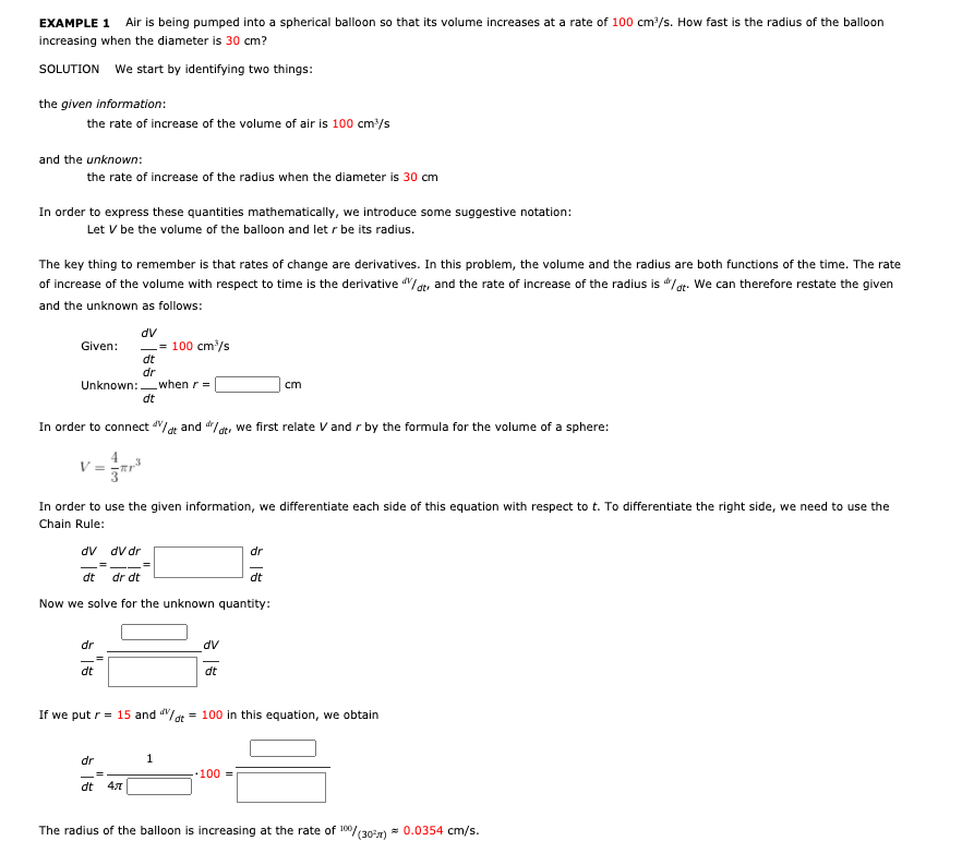 Solved EXAMPLE 1 Air is being pumped into a spherical | Chegg.com