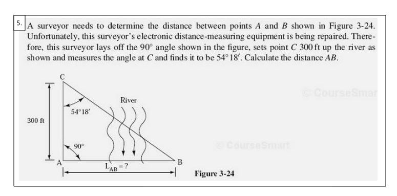 Solved 3 5. A Surveyor Needs To Determine The Distance | Chegg.com