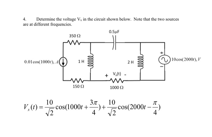 Solved 4. Determine the voltage Vx in the circuit shown | Chegg.com