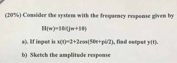 Solved (20%) Consider the system with the frequency response | Chegg.com