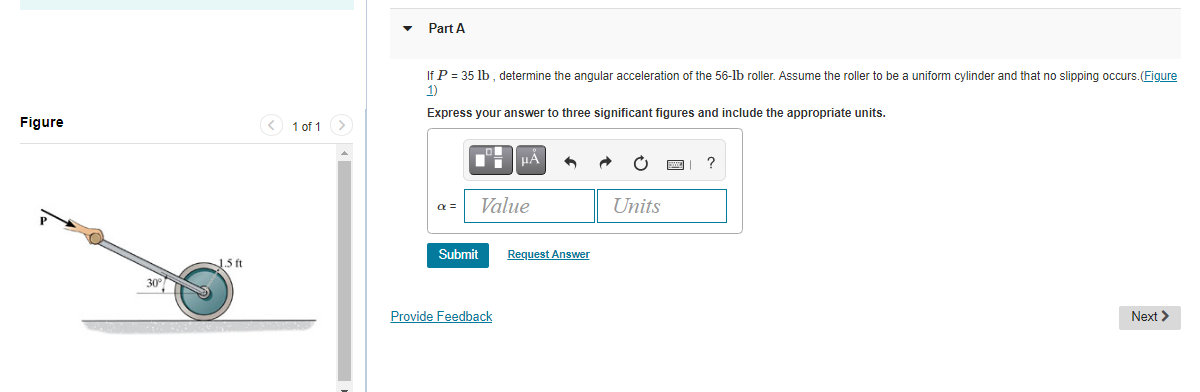 Solved Part A If P = 35 lb, determine the angular | Chegg.com