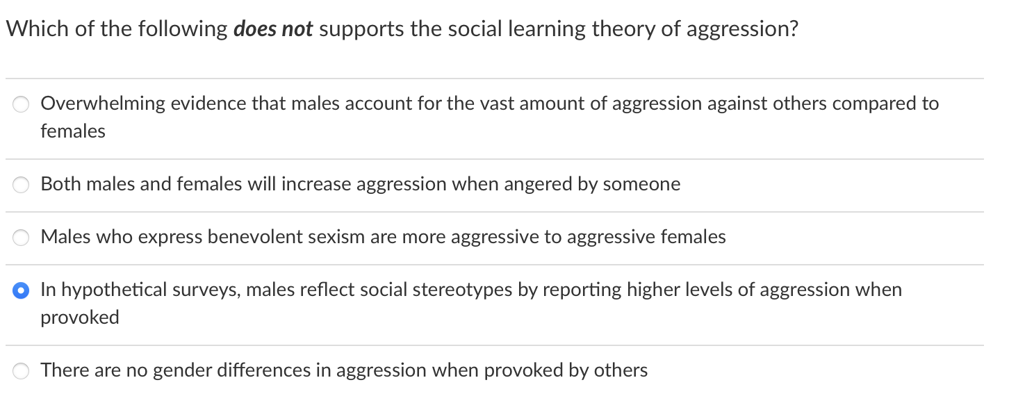 Social learning theory online and aggression