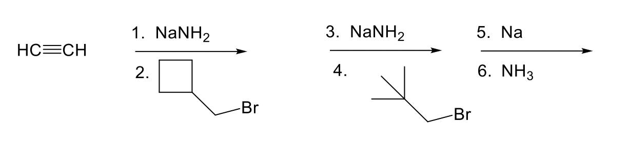 Solved 1. NaNH2 3. NaNH2 5. Na HC=CH 2. 4. 6. NH3 -Br -Br | Chegg.com