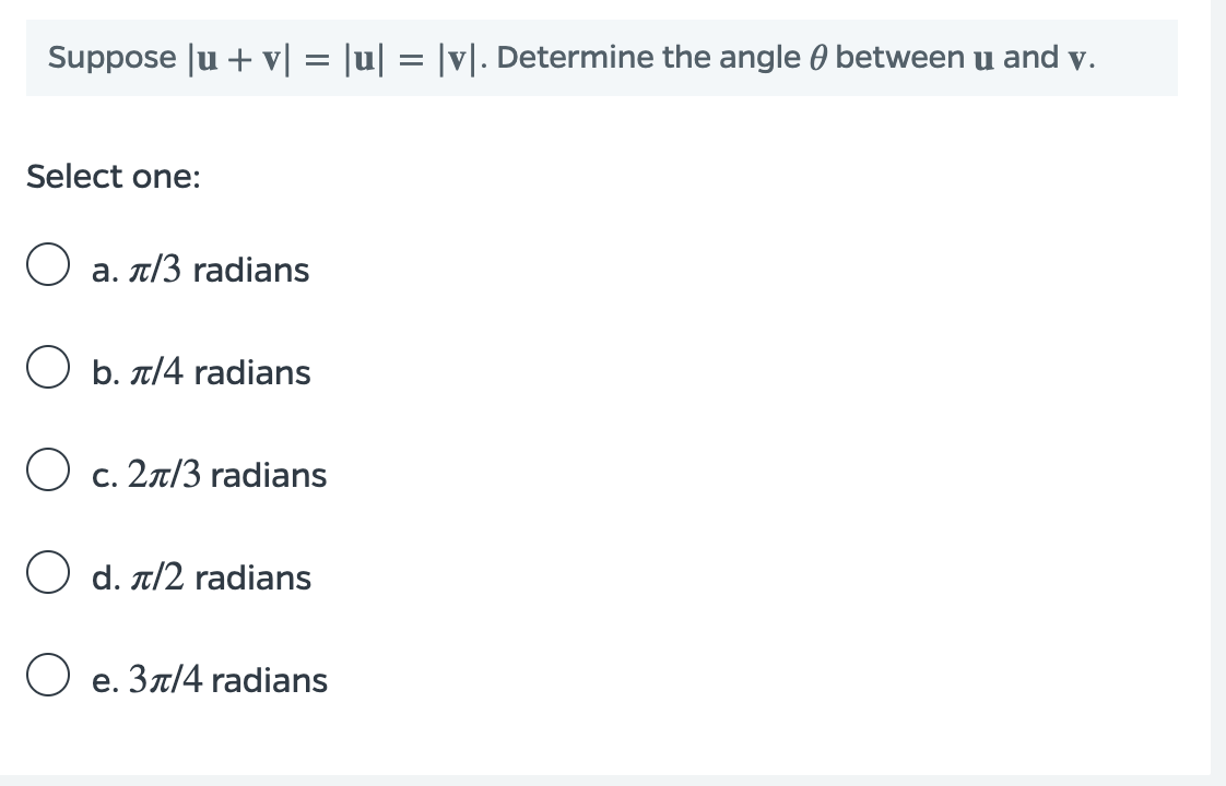 Solved Suppose ſu V U V Determine The Angle Bet Chegg Com