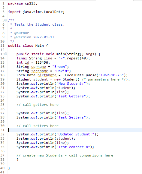 Solved This project contains a Student class and a Main | Chegg.com