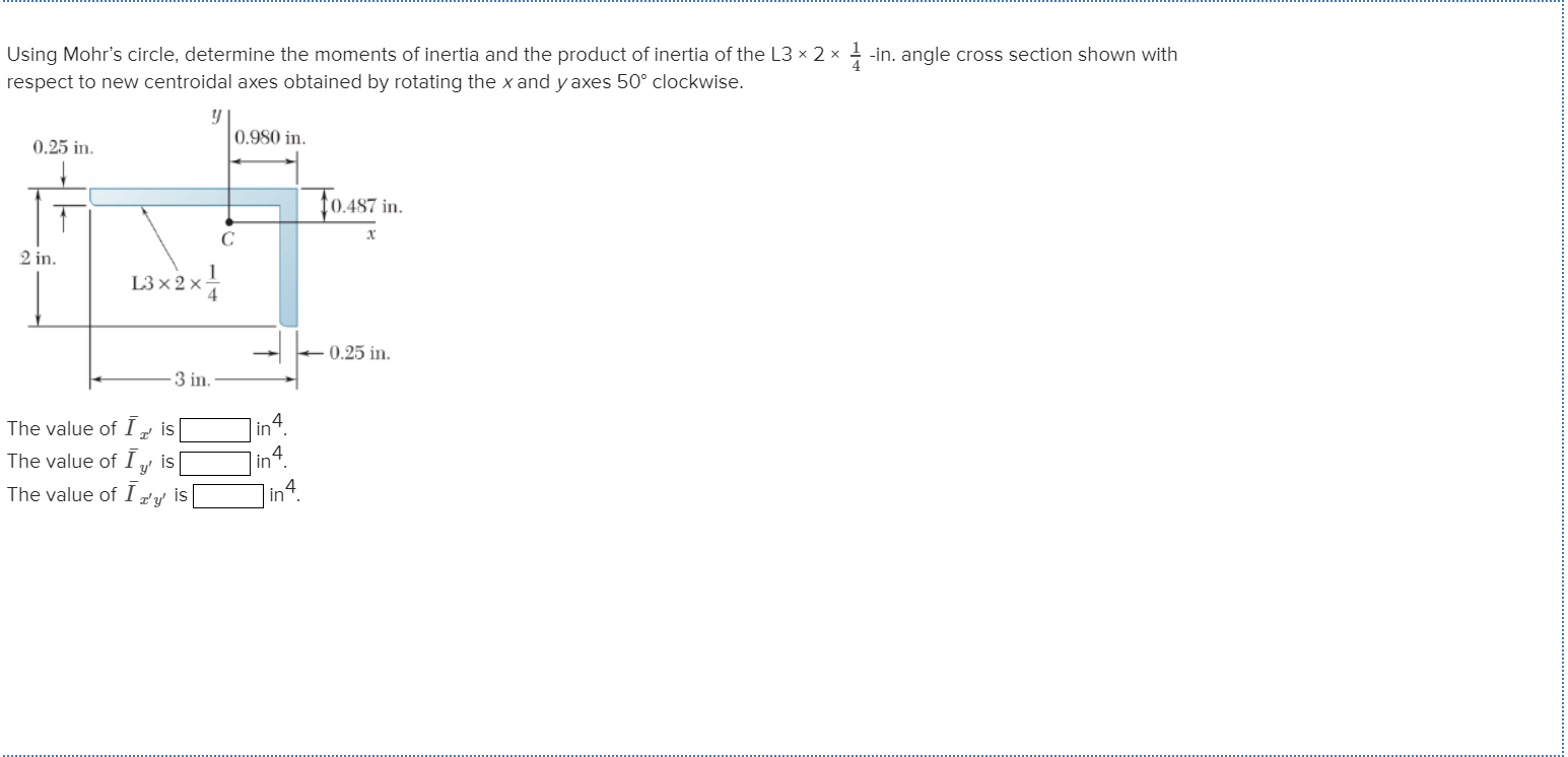 Using Mohr's circle, determine the moments of inertia | Chegg.com