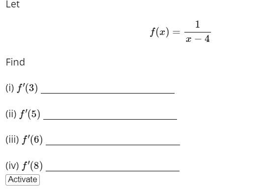 \( f(x)=\frac{1}{x-4} \)