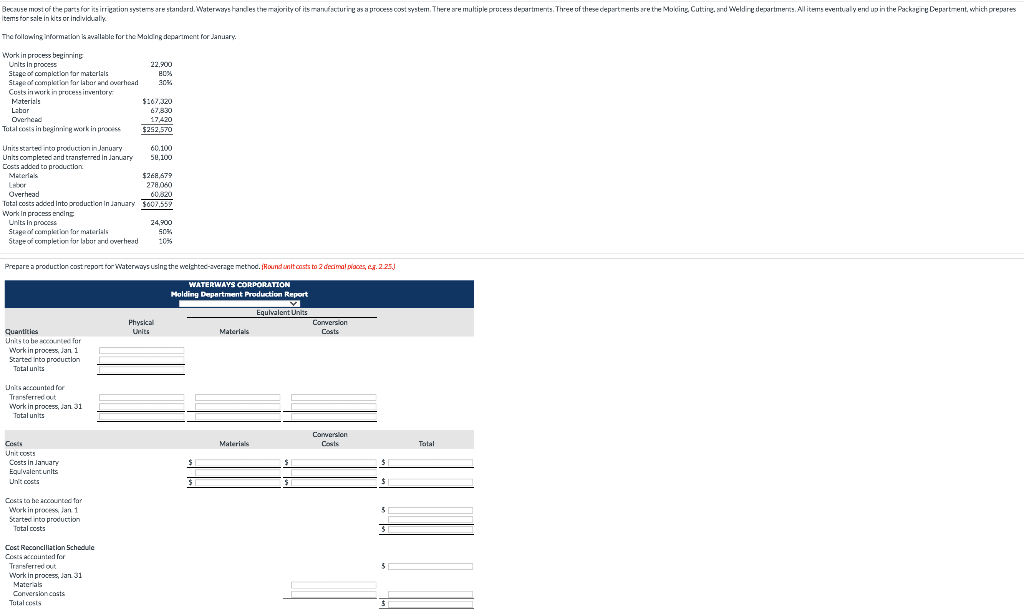 Solved Because most of the parts for its irrigation systems