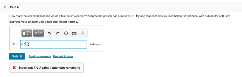 Solved Part A How Many Helium-filled Balloons Would It Take | Chegg.com