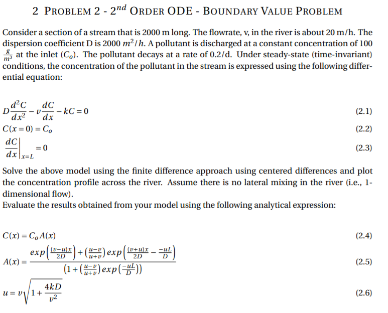 Solved 2 PROBLEM 2 - 2nd ORDER ODE - BOUNDARY VALUE PROBLEM | Chegg.com