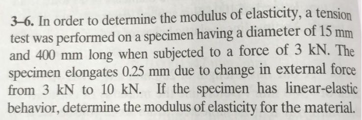 Solved 3-6. In order to determine the modulus of elasticity, | Chegg.com