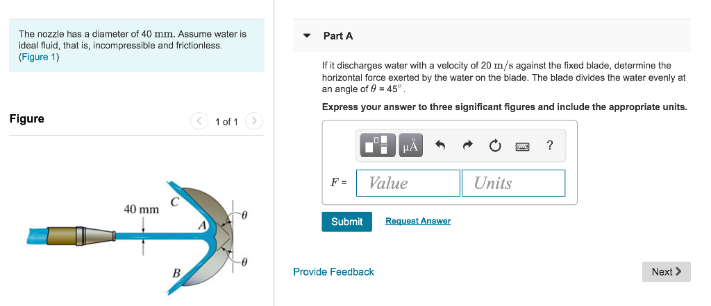 Solved The nozzle has a diameter of 40 mm. Assume water is | Chegg.com