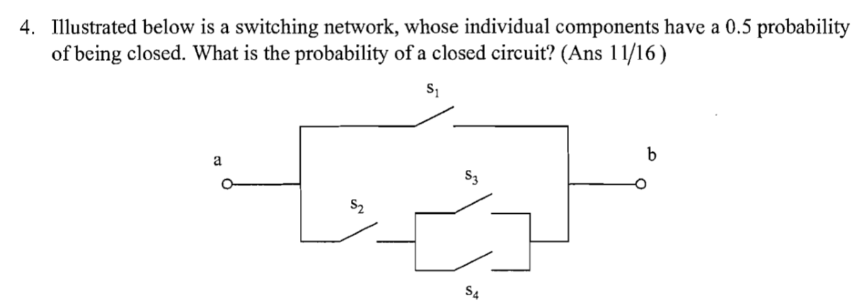 Solved 4. Illustrated below is a switching network whose Chegg