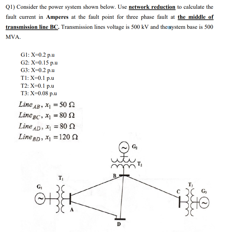 Solved (1) Consider The Power System Shown Below. Use | Chegg.com