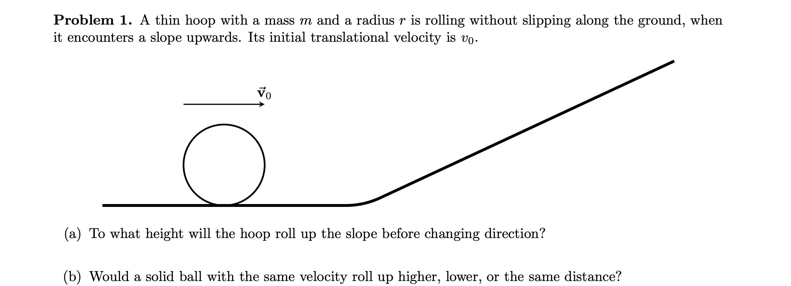 Solved Problem 1. A Thin Hoop With A Mass M And A Radius R | Chegg.com