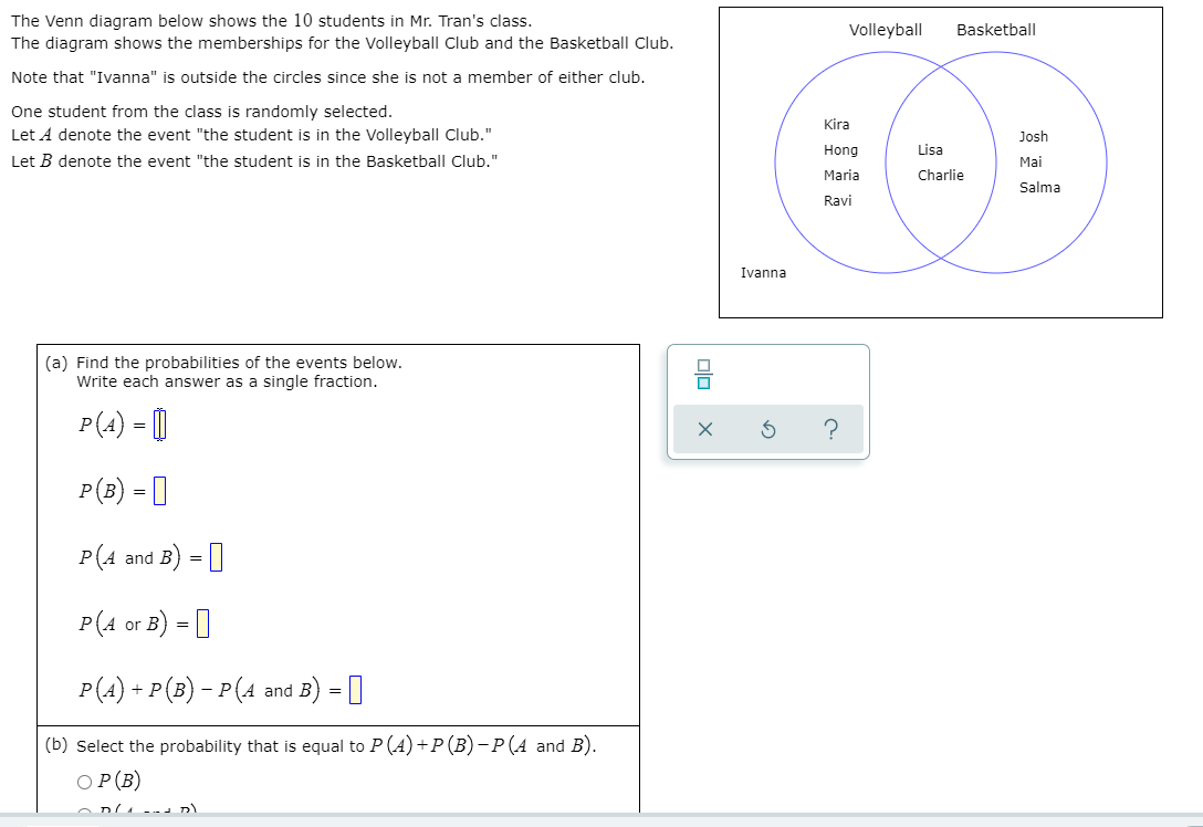 Solved Volleyball Basketball The Venn diagram below shows