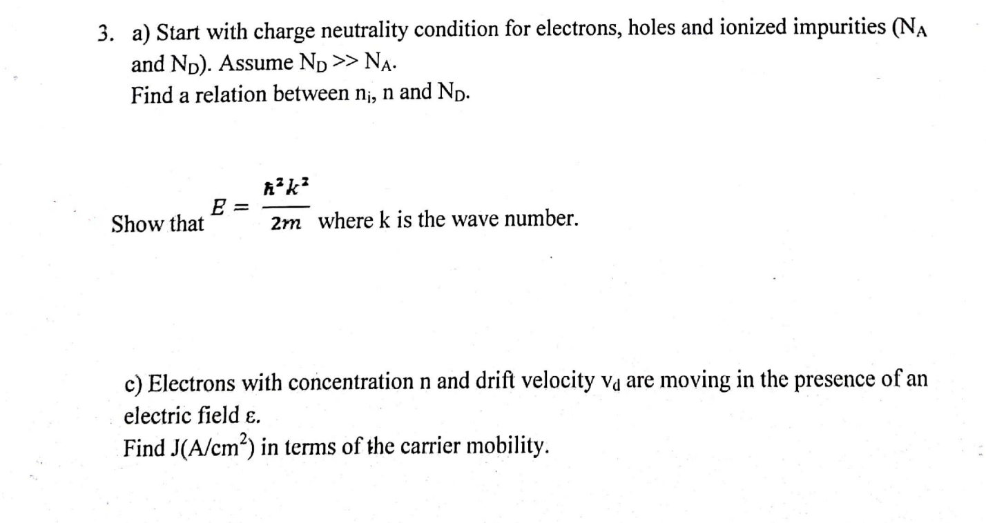 Solved 3. a) Start with charge neutrality condition for | Chegg.com