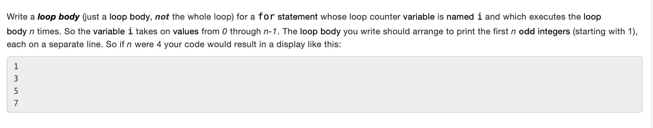 Solved Write a loop body (just a loop body, not the whole | Chegg.com