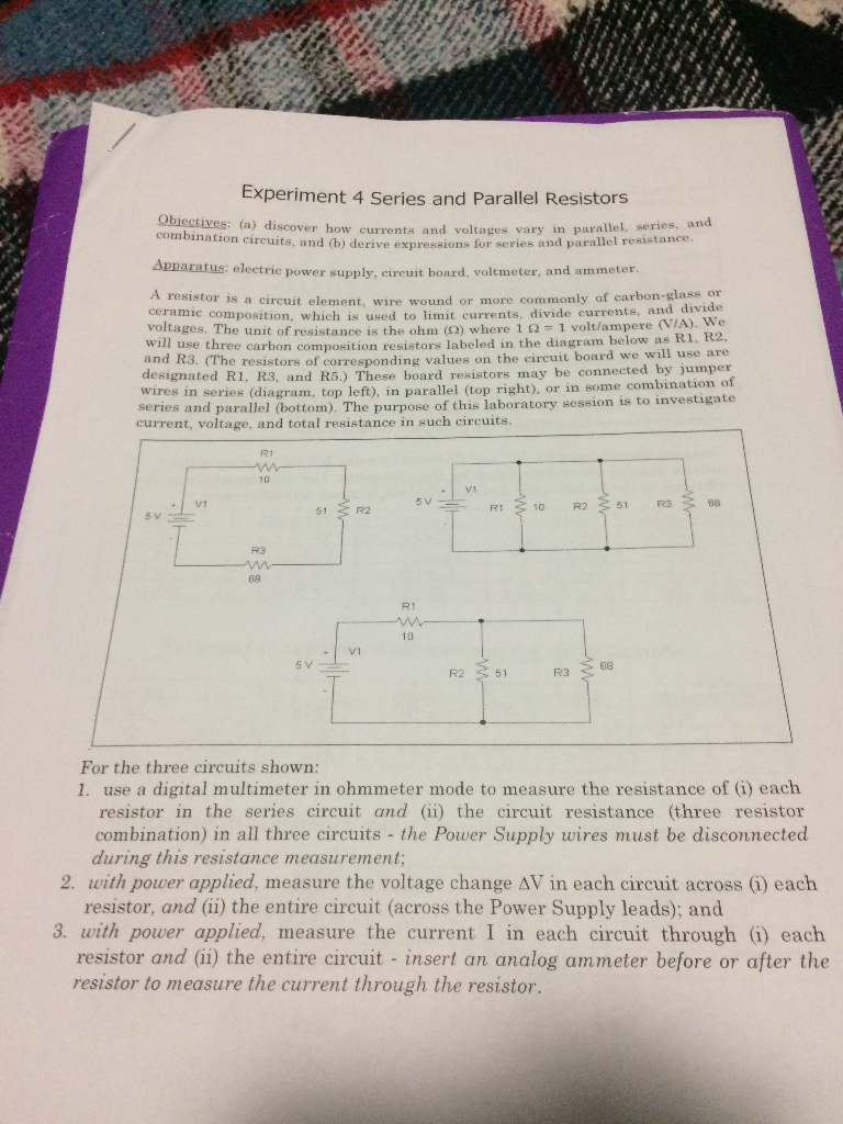 experiment 4 resistors in series and parallel