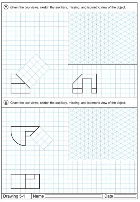 Solved A Given the two views, sketch the auxiliary, missing, | Chegg.com