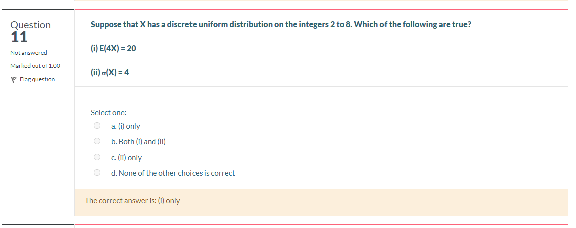 Solved Suppose that X has a discrete uniform distribution on | Chegg.com